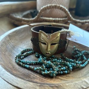 Handmade leather cuff bracelet adjustable